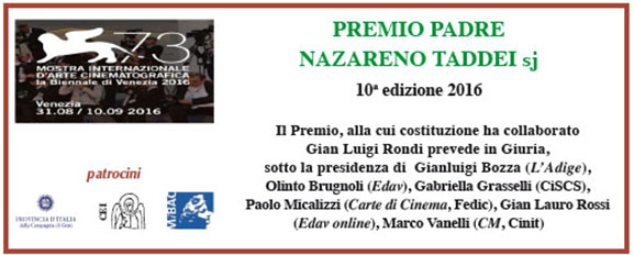 Premio Nazareno Taddei presso la Mostra Internazionale di Arte Cinematografica di Venezia
